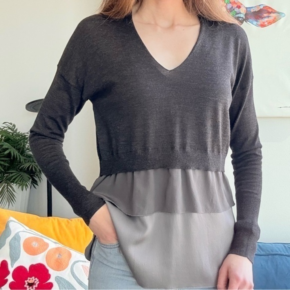 Fabiana Filippi Merino Wool Silk Gray Crewneck Long Sleeve Sweater S